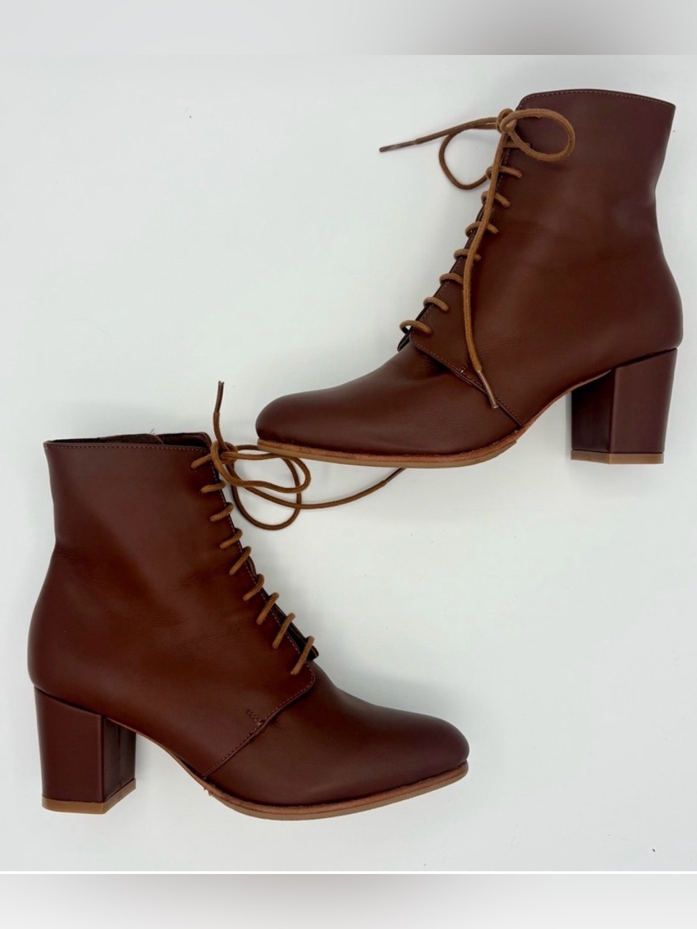 Poppy Barley Victoriana Boot Lace Up Heeled Brown Leather Prairecore Size 5.5